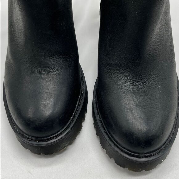 Black Leather Dr. Martens Magdalena Chunky Heeled Boots - Picture 9 of 10